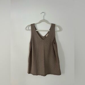 Elie Tahari Taupe V-Neck Tank